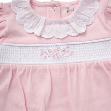 D07087: Baby Girls Smocked Cotton All In One On a Satin Padded Hanger (0-12 Months)