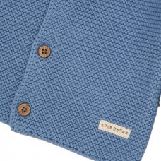 D07147: Baby Dusky Blue Organic Cotton Knit Cardigan (0-12 Months)