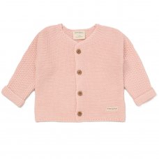 D07148: Baby Pink Organic Cotton Knit Cardigan (0-12 Months)