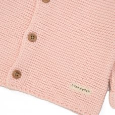 D07148: Baby Pink Organic Cotton Knit Cardigan (0-12 Months)