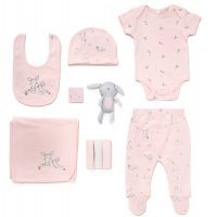 D07182: Baby Girls Bunny 10 Piece Mesh Bag Gift Set (NB-6 Months)