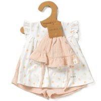 D07185: Baby Girls Organic Top, Woven Short & Reversible Hat Outfit (0-12 Months)
