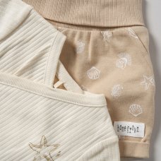 D07187: Baby Unisex Organic Ribbed Wrap Bodysuit, Short & Reversible Bib Outfit (0-12 Months)