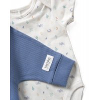 D07190: Baby boys Organic Bodysuit , Ribbed Jogger & Reversible Bib Outfit (0-12 Months)