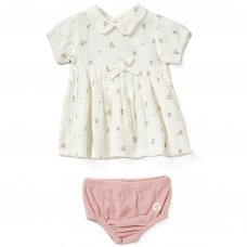 D07204: Baby Girls Muslin Dress, Headband & Terry Towelling Knickers Outfit  (0-12 Months)