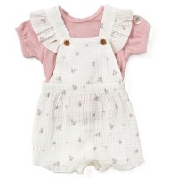 D07205: Baby Girls Muslin Dungaree & Towelling T-Shirt Outfit  (0-12 Months)