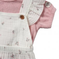 D07205: Baby Girls Muslin Dungaree & Towelling T-Shirt Outfit  (0-12 Months)