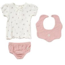 D07206: Baby Girls Muslin Top, Terry Towelling Knickers & Reversible Bib Outfit  (0-12 Months)