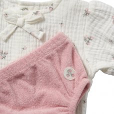 D07206: Baby Girls Muslin Top, Terry Towelling Knickers & Reversible Bib Outfit  (0-12 Months)