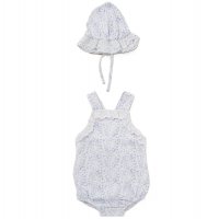 D07207: Baby Girls Floral Romper & Hat Outfit  (0-12 Months)