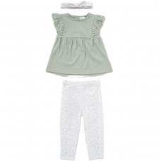 D07210: Baby Girls Top, Floral Leggings & Headband Outfit (9-24 Months)
