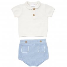 D07268: Baby Boys Cotton Knit Polo Top & Short Outfit (0-12 Months)