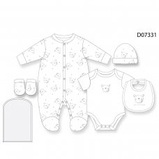 D07331: Baby Unisex Bear 6 Piece Mesh Bag Gift Set (NB-6 Months)