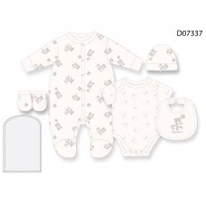 D07337: Baby Unisex Bears 6 Piece Mesh Bag Gift Set (NB-6 Months)