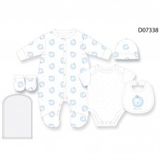 D07338: Baby Boys Little Prince 6 Piece Mesh Bag Gift Set (NB-6 Months)