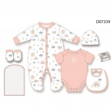 D07339: Baby Girls Rainbow 6 Piece Mesh Bag Gift Set (NB-6 Months)