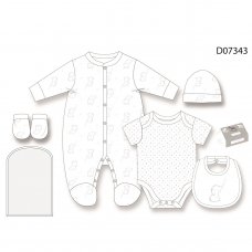 D07343: Baby Unisex Elephant 6 Piece Mesh Bag Gift Set (NB-6 Months)