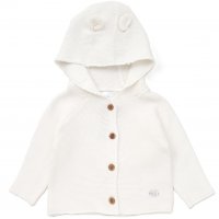 D07349: Baby Cream Cotton Knit Hooded Cardigan (0-9 Months)