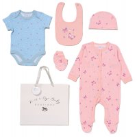 D07354: Baby Girls Butterfly 6 Piece Mesh Bag Gift Set (NB-6 Months)