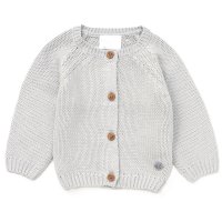 D07155: Baby Grey Marl Cotton Knit Cardigan (0-12 Months)