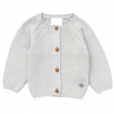 D07155: Baby Grey Marl Cotton Knit Cardigan (0-12 Months)