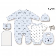 D07356: Baby Boys Tiger 6 Piece Mesh Bag Gift Set (NB-6 Months)