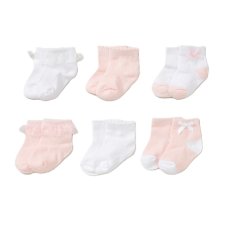 D07366: Baby Girls 6 Pack Socks (0-12 Months)