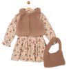 E08302A: Girls Borg Gilet, Handbag & Floral Print Dress (2-4 Years)