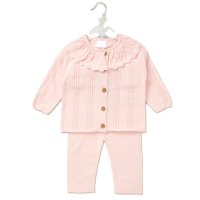E07607: Baby Girls Knitted 2 Piece Outfit (0-12 Months)