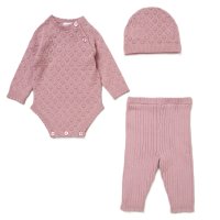 E07701: Baby Pink True Knit 3 Piece Outfit (0-12 Months)