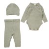 E07704: Baby Sage Green True Knit 3 Piece Outfit (0-12 Months)