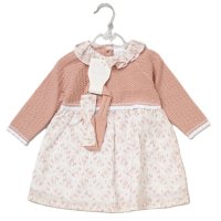 E07708: Baby Girls Knitted/ Woven Mix Dress & Headband Set (0-12 Months)