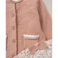 E07711: Baby Girls Knitted/ Woven Mix Cardigan, Knickers, Tights & Headband Outfit (0-12 Months)