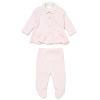 E07782: Baby Girls Jumbo Velour Jacket With Interlock Lining & Jumbo Velour Footed Trousers Outfit (0-9 Months)