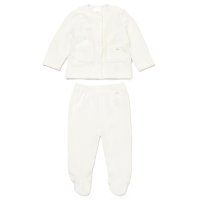 E07784: Baby Unisex Jumbo Velour Jacket With Interlock Lining & Jumbo Velour Footed Trousers Outfit (0-9 Months)