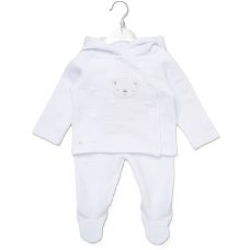 E07800: Baby Unisex Quilt Jacquard Jacket & Footed Trousers Outfit (NB- 6 Months)