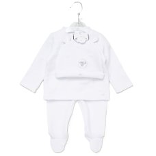 E07820: Baby Unisex Quilt Top, Hat & Footed Trousers Outfit (NB-6 Months)
