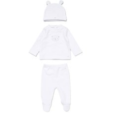 E07820: Baby Unisex Quilt Top, Hat & Footed Trousers Outfit (0-9 Months)