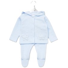 E07821: Baby Boys Quilt Jacquard Jacket & Footed Trousers Outfit (0-9 Months)