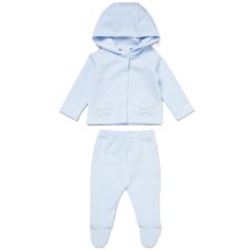 E07821: Baby Boys Quilt Jacquard Jacket & Footed Trousers Outfit (0-9 Months)