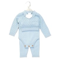 E07980: Baby Sky True Knit 3 Piece Outfit (0-12 Months)