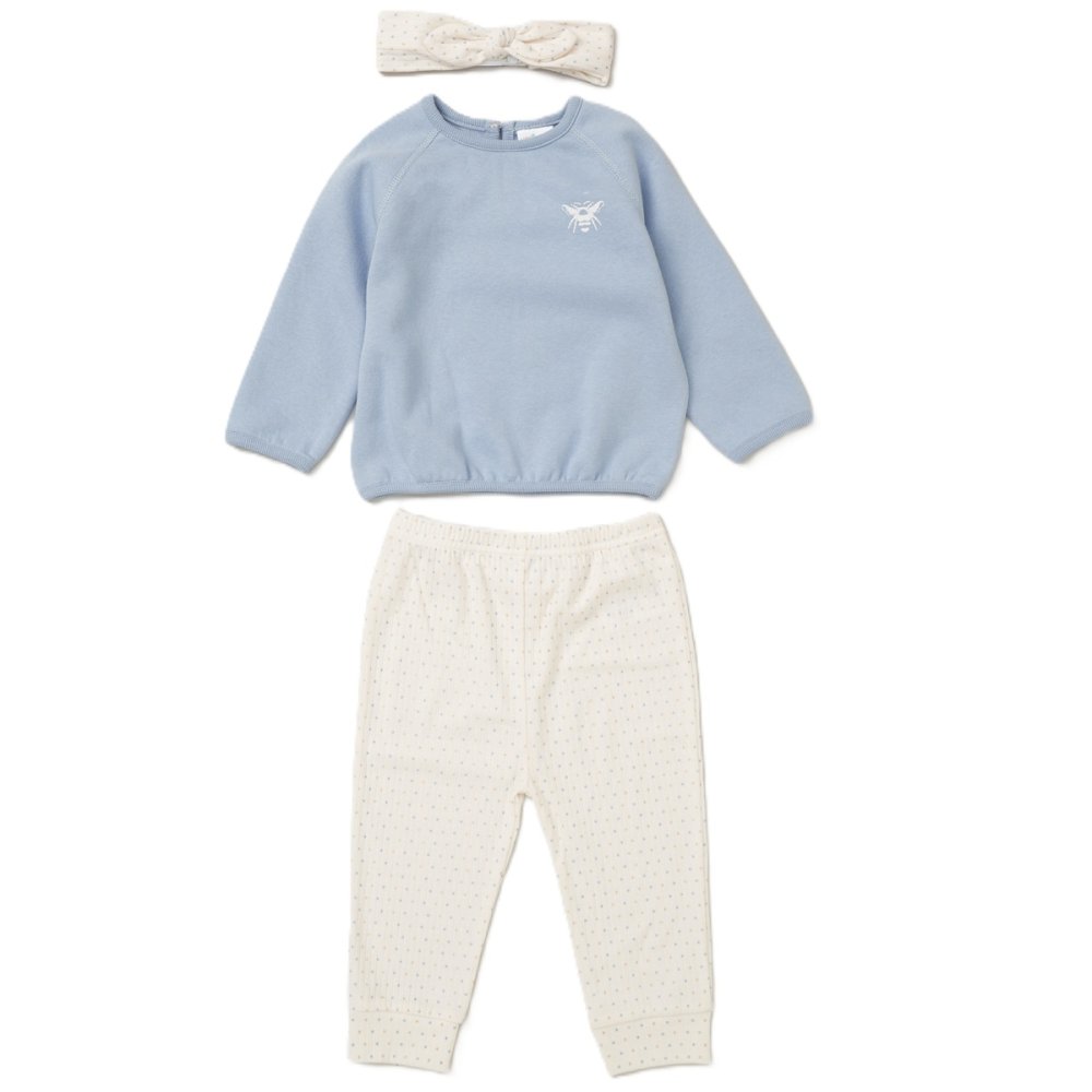 E08051: Baby Girls Sweatshirt, Ribbed Jog Pant & Headband Outfit (9-24 Months) E08051: Baby Girls Sweatshirt, Ribbed Jog Pant & Headband Outfit (9-24 Months)