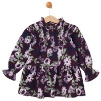 E08309: Baby Girls Borg Gilet & Floral Print Dress (9-24 Months)