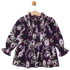 E08309: Baby Girls Borg Gilet & Floral Print Dress (9-24 Months)