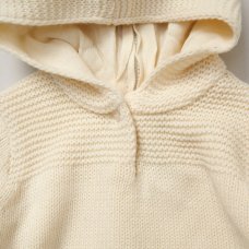 E08623: Baby Girls Cream True Knit Hooded Dress (9-24 Months)