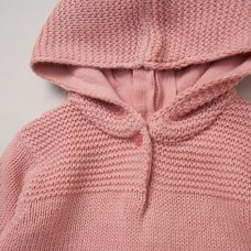 E08624: Baby Girls Pink True Knit Hooded Dress (9-24 Months)