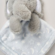 E08807: Furry Elephant Comforter With Taggie Ribbons