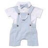 F08888INF: Baby Boys Dungaree & Bodysuit Shirt With Bow Tie Outfit (12-24 Months)