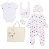 F09064NB: Baby Girls "Love" 6 Piece Mesh Bag Gift Set (NB-6 Months)