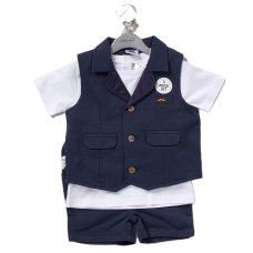 F09154TOD: Boys Waistcoat, T-Shirt & Short Outfit (2-4 Years)